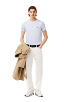 Lacoste Men's Crew Neck Pima Cotton Jersey T-Shirt featuring premium Pima cotton, soft breathable comfort, and signature crocodile branding.