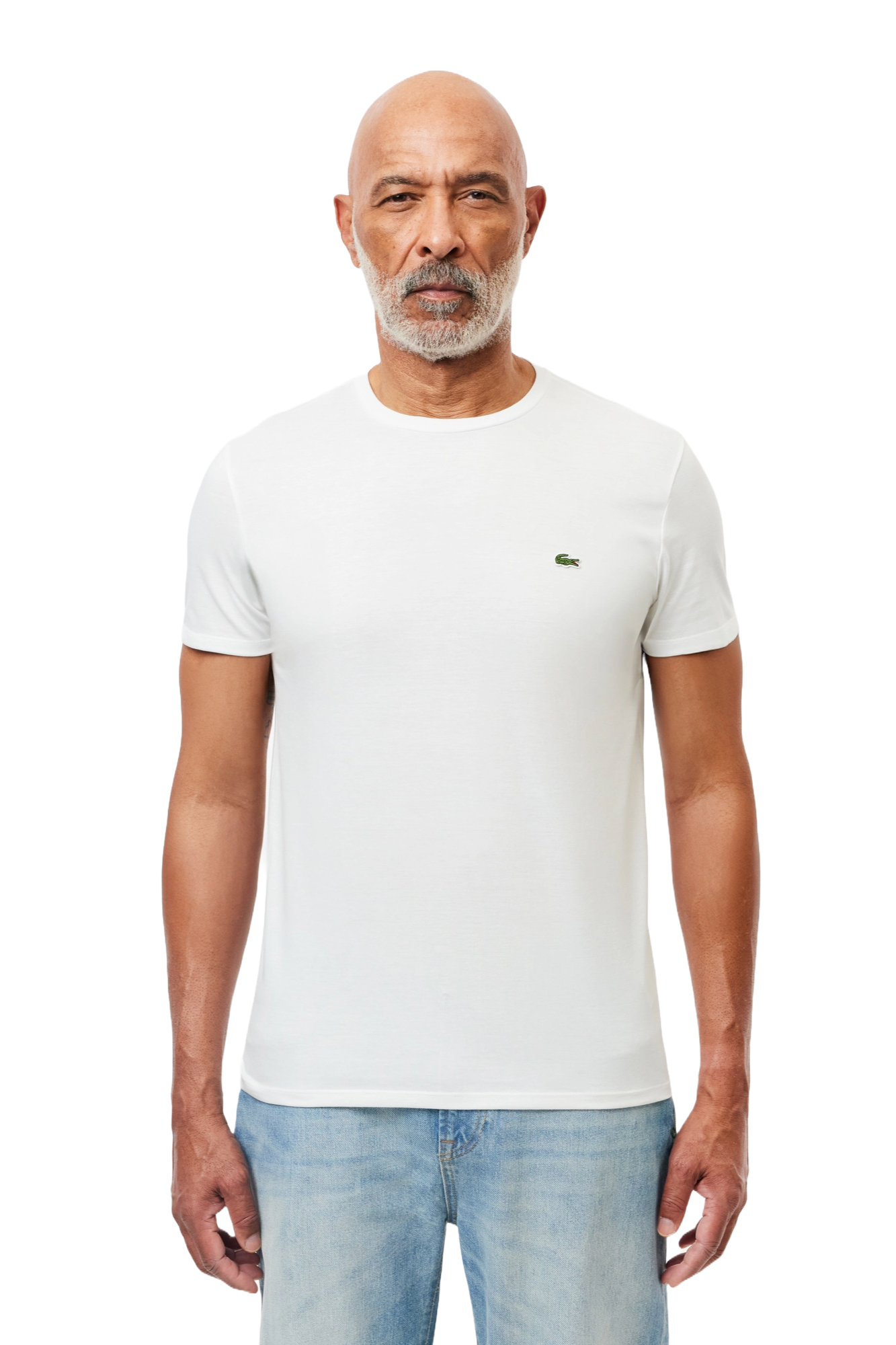Lacoste Men's Crew Neck Pima Cotton Jersey T-Shirt featuring premium Pima cotton, soft breathable comfort, and signature crocodile branding.