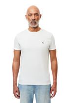 Lacoste Men's Crew Neck Pima Cotton Jersey T-Shirt featuring premium Pima cotton, soft breathable comfort, and signature crocodile branding.