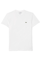 Lacoste Men's Crew Neck Pima Cotton Jersey T-Shirt featuring premium Pima cotton, soft breathable comfort, and signature crocodile branding.