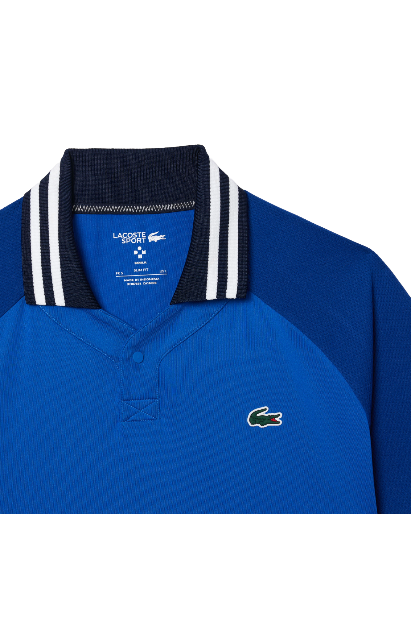 Lacoste Men's x Daniil Medvedev Ultra-Dry Tennis Polo featuring moisture-wicking performance fabric, athletic fit, and signature collection detailing.