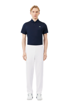 Lacoste Men's Stretchy Sport Sweatpants featuring stretch fabric, athletic fit, adjustable waistband, and signature crocodile branding.