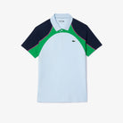 Lacoste Men's Ultra Dry Colorblock Tennis Polo featuring moisture-wicking performance fabric, colorblock detailing, athletic fit, and crocodile branding.