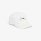 Lacoste Printed Cotton Twill Cap featuring durable cotton twill fabric, printed detailing, adjustable fit, curved brim, and signature branding.
