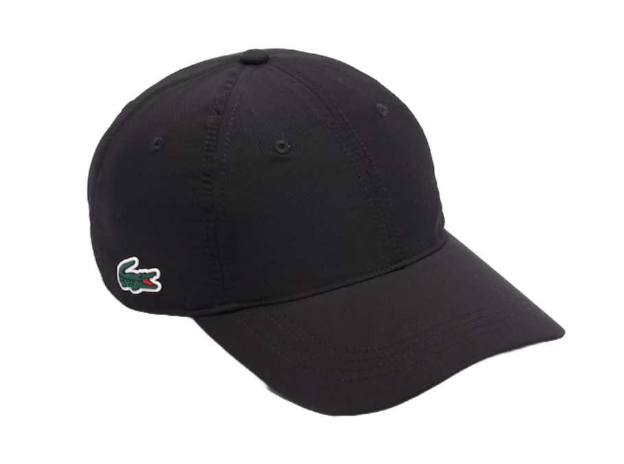 Lacoste Unisex Sport Lightweight Tennis Cap featuring lightweight performance fabric, an adjustable fit, curved brim, and crocodile branding.