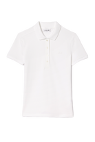 Lacoste Women's L.12.D Slim Fit Stretch Mini Piqué golf polo with breathable stretch fabric and iconic crocodile logo for golf wear