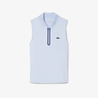 Lacoste Women's Sleeveless Ultra Dry Stretch Tennis Polo featuring moisture-wicking stretch fabric, sleeveless design, and crocodile branding.