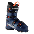 A blue and orange Lange LX 110 HV Ski Boot that featurews a high-volume fit and GripWalk soles.