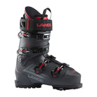 A black and red Lange LX 120 HV Ski Boot that featurews a high-volume fit and GripWalk soles.