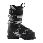 A black Lange LX 85 HV W Ski Boot that is designed for women, which features a wide fit and GripWalk soles.