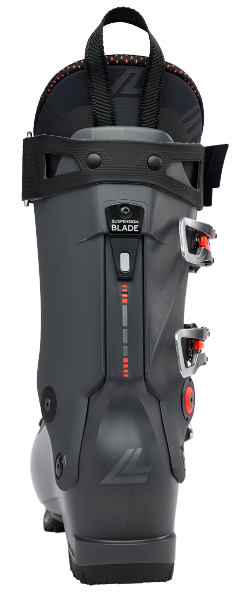 Lange Shadow 120 MV Ski Boots 2027 featuring a 120 flex, 100 mm medium-volume fit, Dual Pivot technology, and Suspension Blade construction.