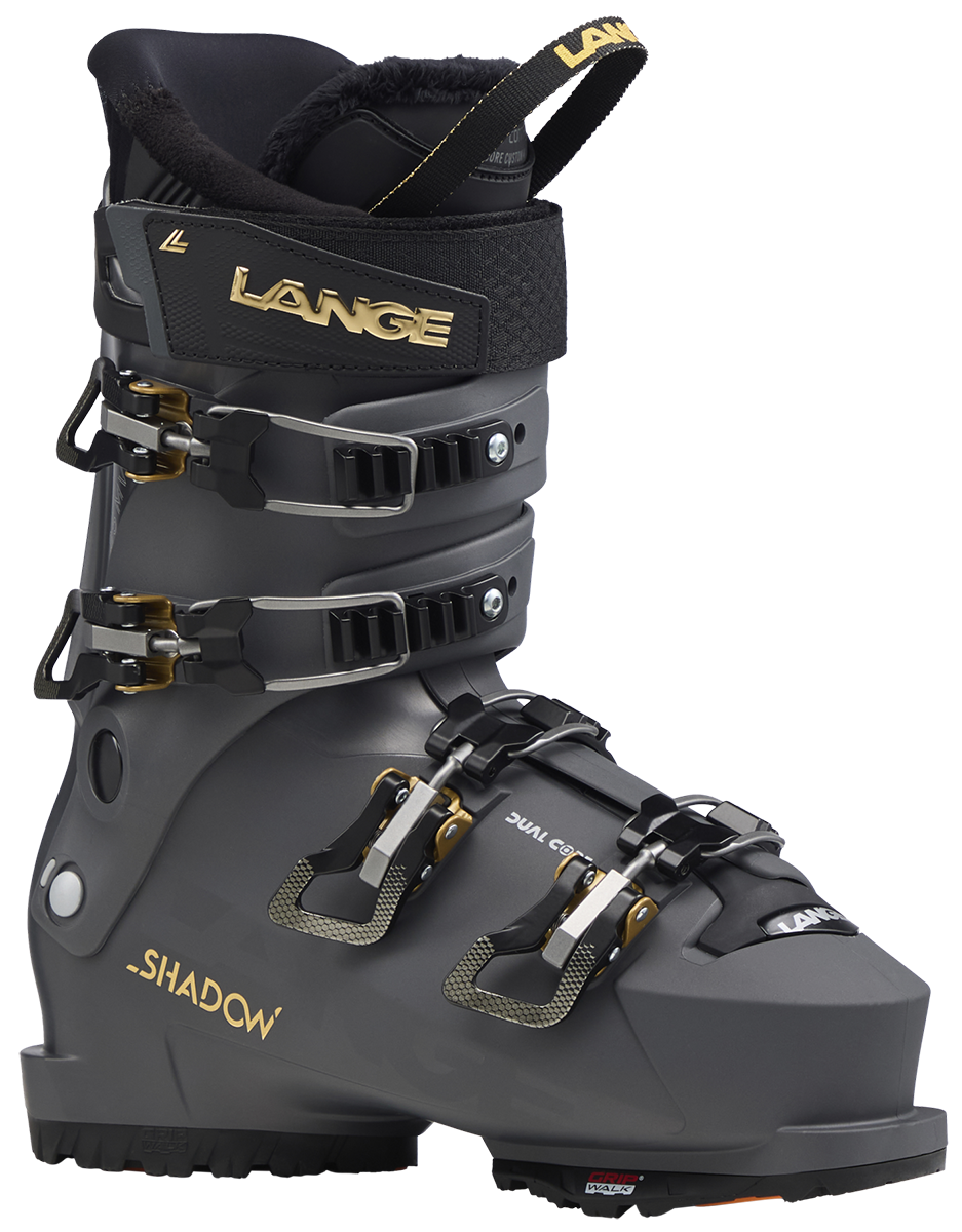 Lange Shadow 85 W HV Women's Ski Boots 2027 featuring a high-volume fit, 85 flex, Dual Pivot technology, and Suspension Blade construction.