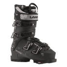 A black Lange Shadow 85 W LV ski boot designed for all-mountain skiing, featuring a sturdy three-piece design and the brand's logo on the ankle support.