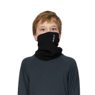 Front view of the Le Bent Jr Heavyweight Antarctic Grid Fleece Neck Gaiter featuring a youth-specific tube design, Merino wool and bamboo rayon blend, high-loft grid interior, and flatlock seams.