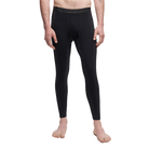 A pair of black Le Bent Men's Core Lightweight Baselayer Bottoms that are made from a bamboo and merino wool blend.