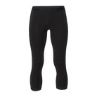 A pair of black Le Bent Men's Core Lightweight 3/4 Length Baselayer Bottoms that are made from a bamboo and merino wool blend.