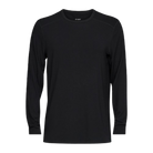 A black Le Bent Men's Core Midweight Crewneck Baselayer Top that is made from a bamboo and merino wool blend.