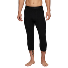 A pair of black Le Bent Men's Core Midweight 3/4 Baselayer Bottoms that are made from a bamboo and merino wool blend.
