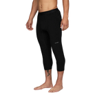 A pair of black Le Bent Men's Core Midweight 3/4 Baselayer Bottoms that are made from a bamboo and merino wool blend.