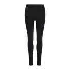 A pair of black Le Bent Women's Core Midweight Baselayer Bottoms that are made from a bamboo and merino wool blend.