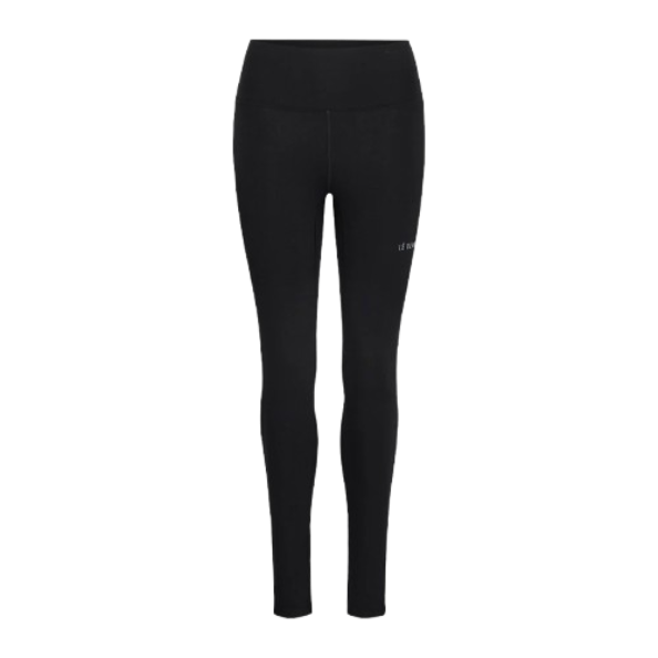 A pair of black Le Bent Women's Core Midweight Baselayer Bottoms that are made from a bamboo and merino wool blend.