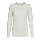 A white Le Bent Women's Core Midweight Crewneck Baselayer Top that is made from a bamboo and merino wool blend.