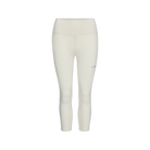 A pair of white Le Bent Women's Core Midweight 3/4 Length Baselayer Bottoms that are made from a bamboo and merino wool blend.