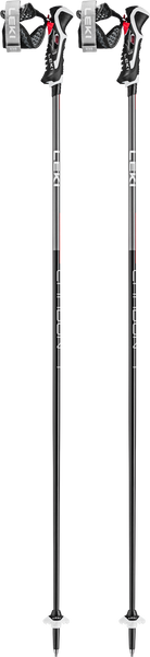 A black LEKI Carbon 14 3D ski pole with a white and red grip.
