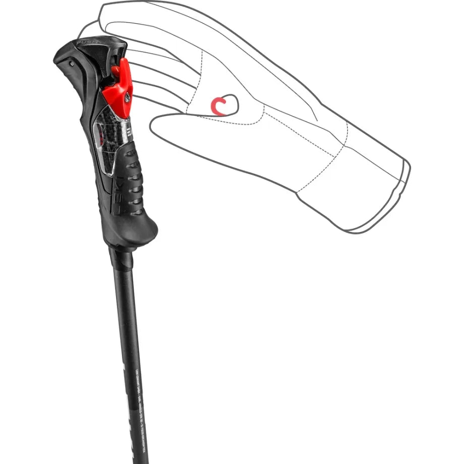 LEKI Carbon 14 TR Ski Poles featuring lightweight 14 mm PRC 1000 carbon shafts and LEKI Trigger System for alpine skiing.