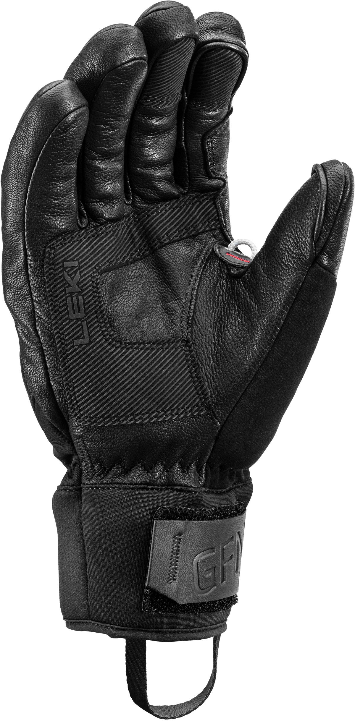 LEKI Griffin Base 3D Glove featuring premium goatskin leather, Hyperloft insulation, silicone grip pads and integrated LEKI Trigger System.