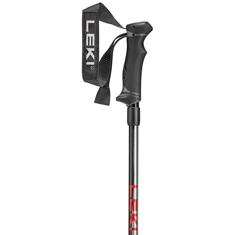 LEKI Hot Shot Ski Poles featuring HTS 6.0 aluminum shafts, Evocon grips, adjustable straps and hollow fillable pole construction.