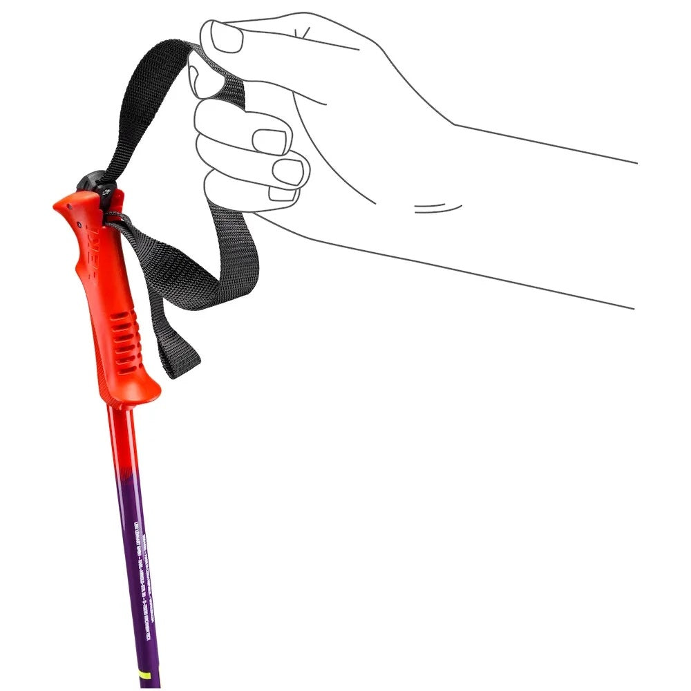 LEKI Racing Kids Poles in Red 2027 featuring 14 mm aluminum shafts, kid-sized PAS V1 grips and World Cup-inspired graphics.