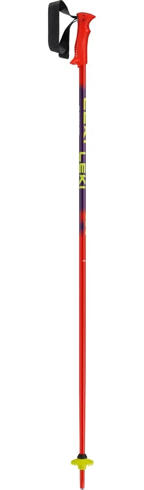 LEKI Racing Kids Poles in Red 2027 featuring 14 mm aluminum shafts, kid-sized PAS V1 grips and World Cup-inspired graphics.