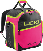 LEKI Ski Boot Bag WCR 60L Pink featuring durable water-resistant construction, spacious boot storage, multiple gear compartments, and padded shoulder straps.