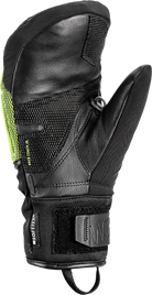 LEKI WCR Coach 3D JR Mitt featuring Trigger 3D technology, waterproof SOFT-TEX® membrane, Thinsulate™ insulation, goatskin leather palm, and junior race protection.