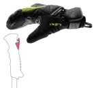 LEKI WCR Coach 3D JR Mitt featuring Trigger 3D technology, waterproof SOFT-TEX® membrane, Thinsulate™ insulation, goatskin leather palm, and junior race protection.