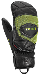 LEKI WCR Coach 3D JR Mitt featuring Trigger 3D technology, waterproof SOFT-TEX® membrane, Thinsulate™ insulation, goatskin leather palm, and junior race protection.