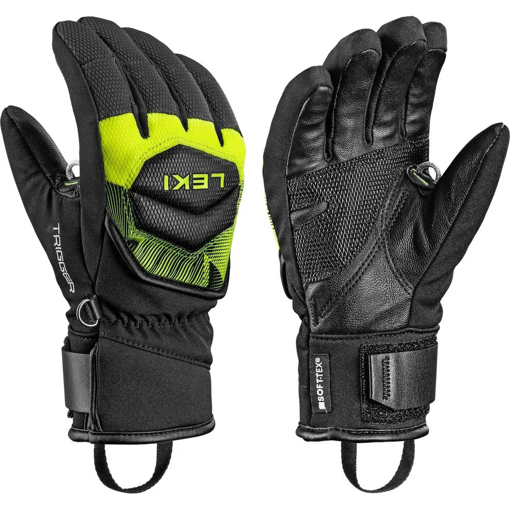 LEKI WCR Core TR JR Race Glove in Yellow and Black featuring reinforced construction and race-focused protection for junior alpine ski racers.