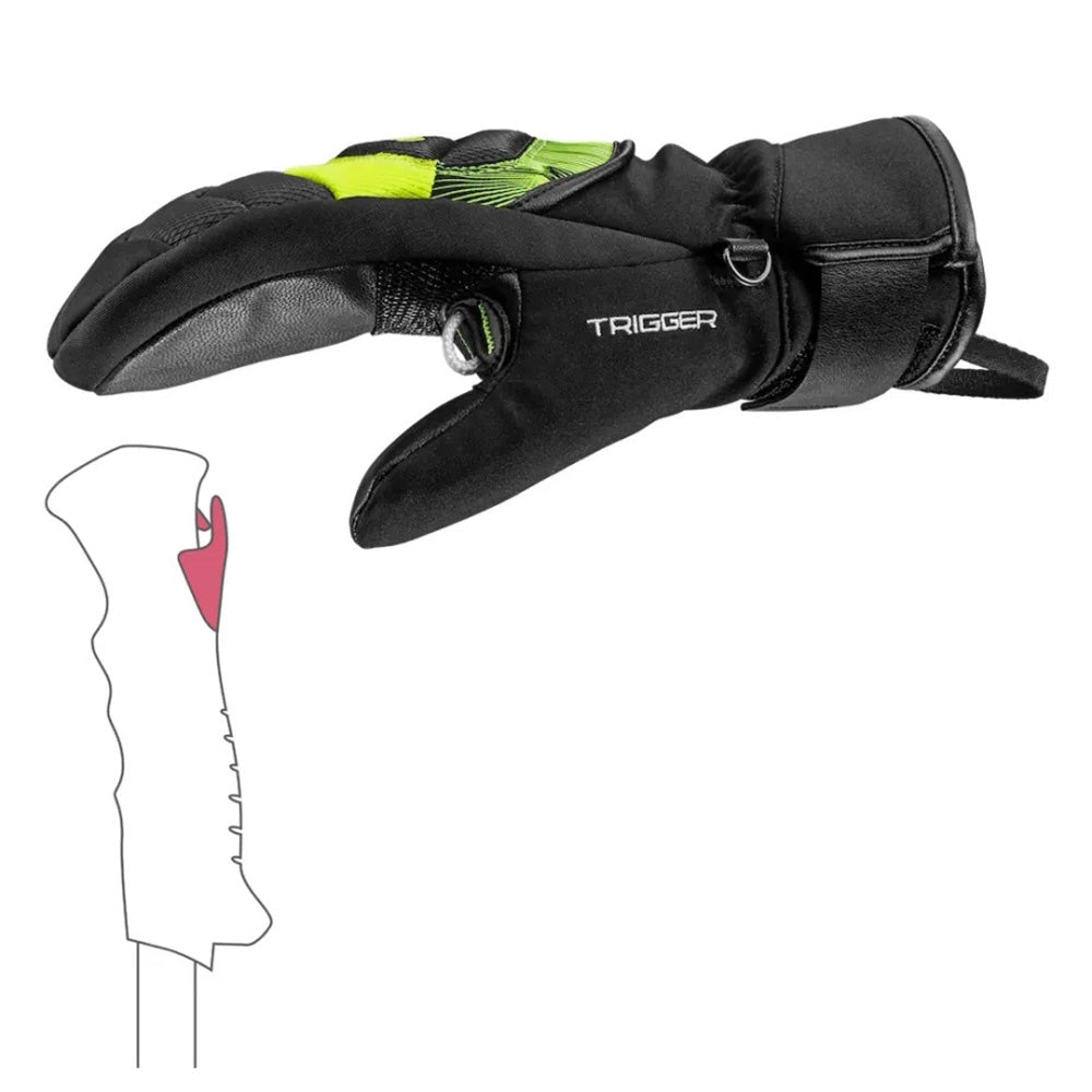 LEKI WCR Core TR JR Race Mitt in Yellow and Black featuring warm mitt construction and race-focused protection for junior alpine ski racers.