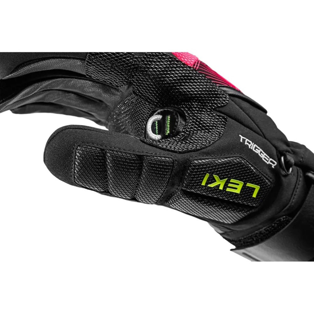 LEKI WCR Core TR Race Glove in Pink and Black featuring reinforced construction and race-focused protection for alpine ski racing.