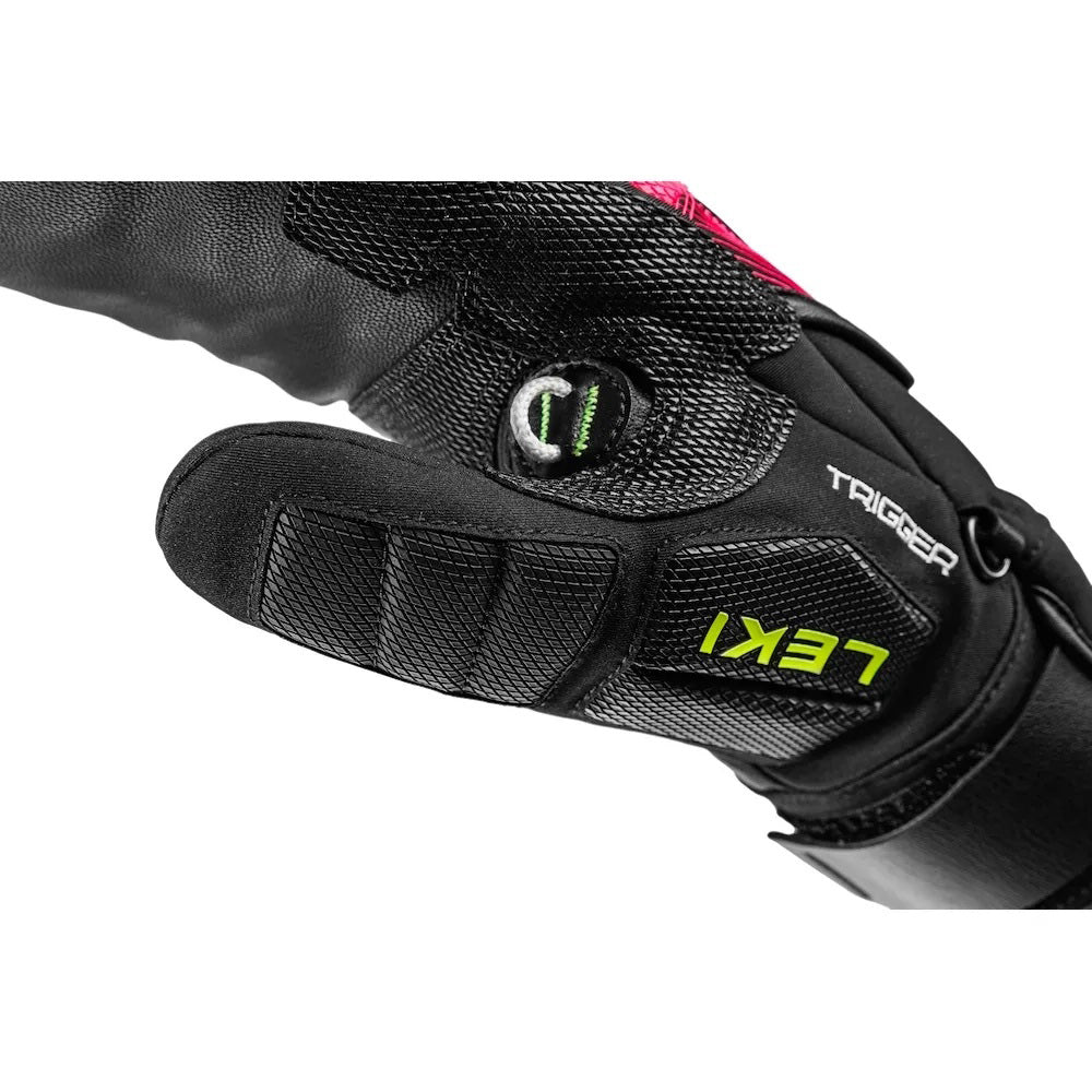 LEKI WCR Core TR Race Mitt in Pink and Black featuring warm mitt construction and race-focused protection for alpine ski racing.