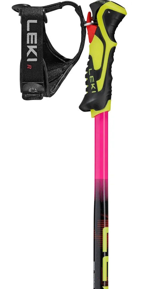 LEKI WCR Evo Lite SL TR Race Poles in Pink 2027 featuring lightweight aluminum shafts and Trigger S grips for junior slalom racing.