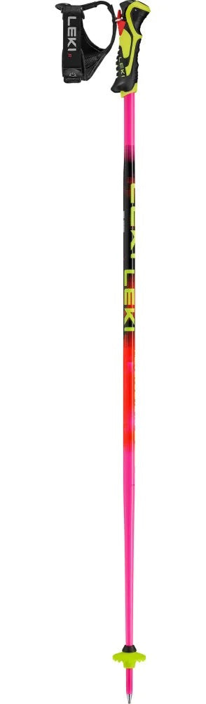 LEKI WCR Evo Lite SL TR Race Poles in Pink 2027 featuring lightweight aluminum shafts and Trigger S grips for junior slalom racing.