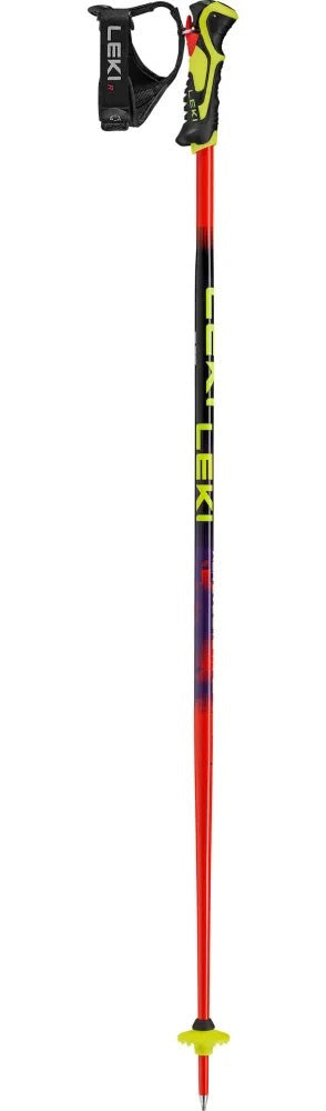 LEKI WCR Evo Lite SL TR Race Poles in Red featuring lightweight aluminum shafts and Trigger S grips for junior slalom racing.