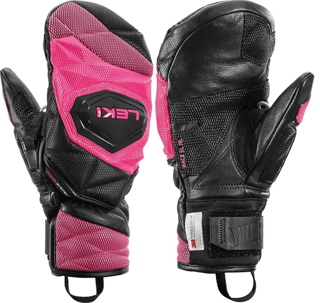LEKI WCR Venom 3D JR Race Mitt featuring protective race construction, warm mitt design, reinforced panels, and integrated Trigger 3D technology.