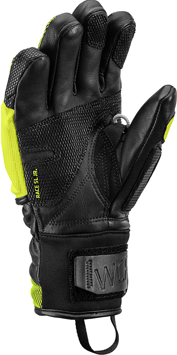 LEKI WCR Venom 3D Junior Race Glove featuring race protection, reinforced construction, and integrated Trigger 3D technology for junior ski racers.