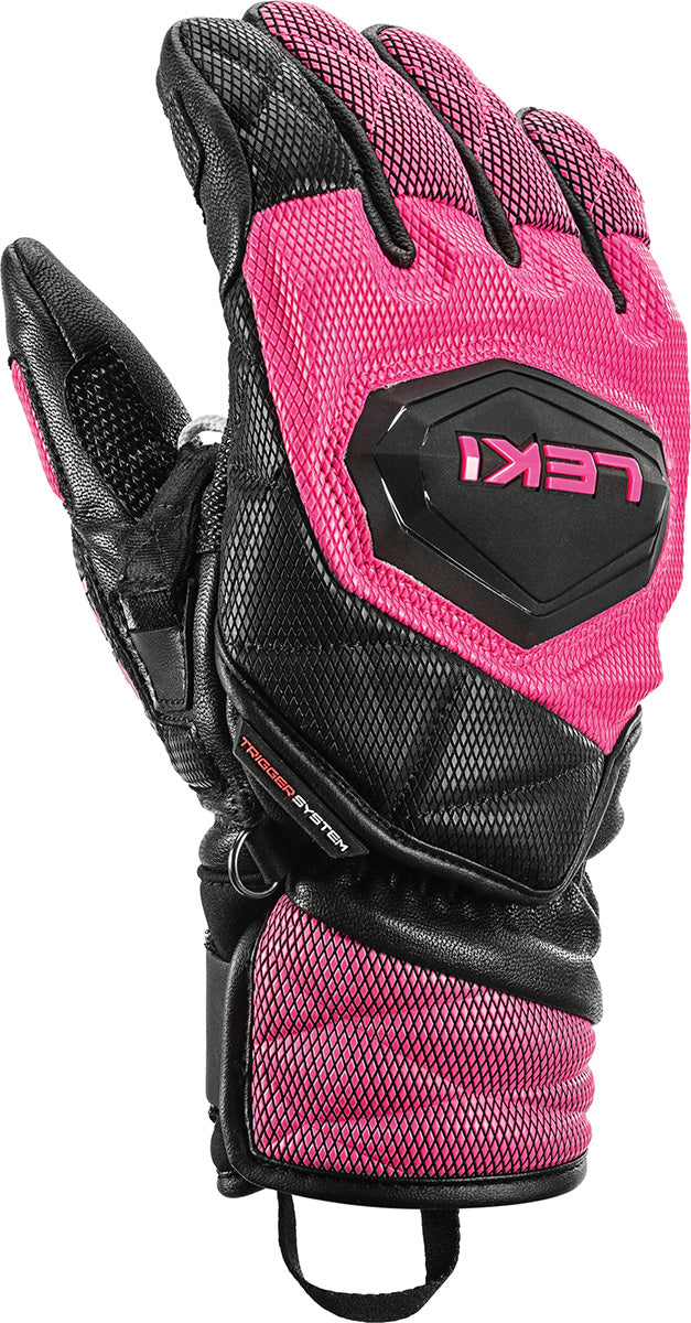 LEKI WCR Venom 3D Junior Race Glove featuring race protection, reinforced construction, and integrated Trigger 3D technology for junior ski racers.
