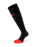 A black and red Lenz Heat Sock 6.1 Compression that features advanced heating elements.