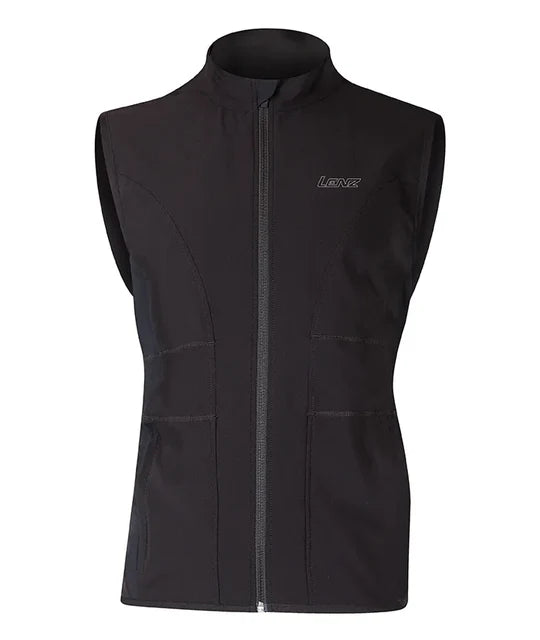 A black Lenz Men's Heat Vest 1.0 featuring built in heating functionality, batteries not included.