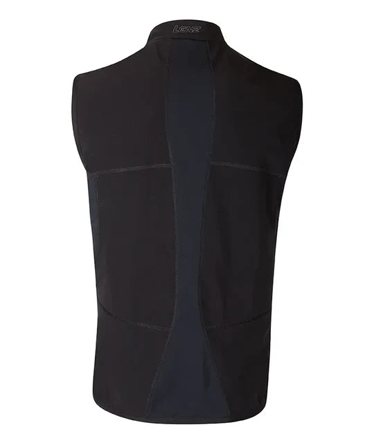 A black Lenz Men's Heat Vest 1.0 featuring built in heating functionality, batteries not included.